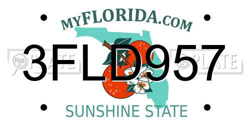 3FLD957 Florida License Plate