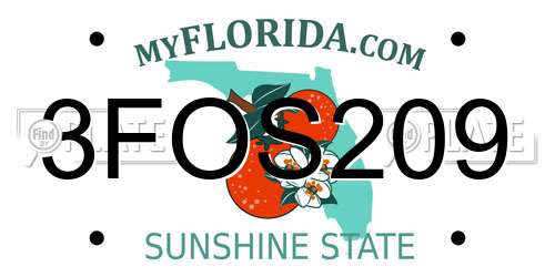 3FOS209 Florida License Plate