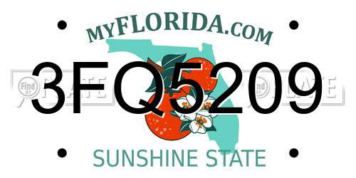 3FQ5209 Florida License Plate