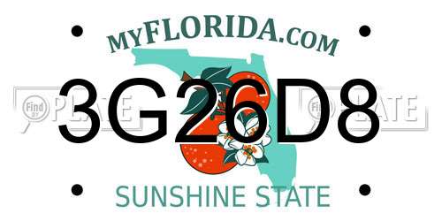 3G26D8 Florida License Plate