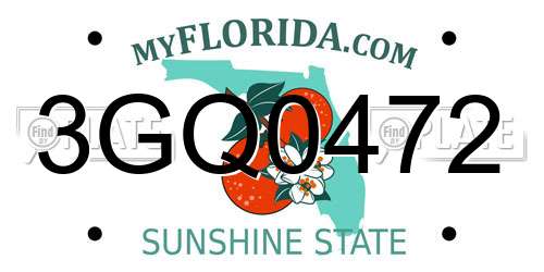 3GQ0472 Florida License Plate