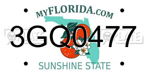 3GQ0477 Florida License Plate
