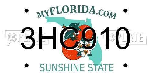 3HC910 Florida License Plate