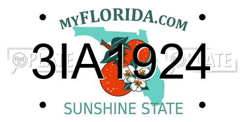 3IA1924 Florida License Plate