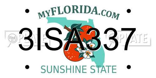 3ISA337 Florida License Plate