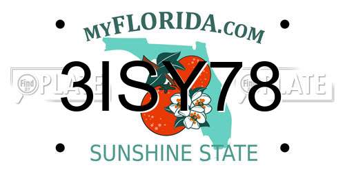 3ISY78 Florida License Plate