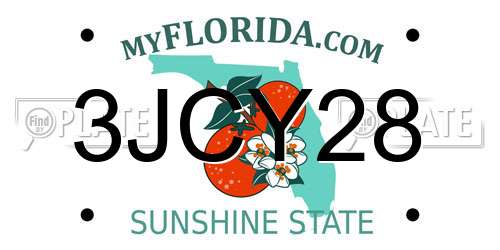 3JCY28 Florida License Plate