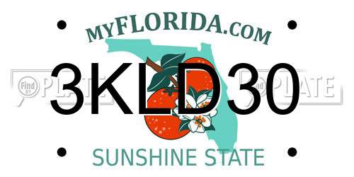 3KLD30 Florida License Plate