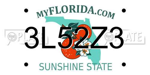 3L52Z3 Florida License Plate