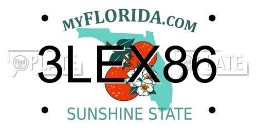 3LEX86 Florida License Plate