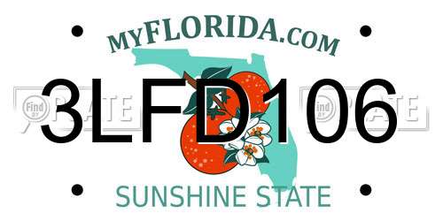 3LFD106 Florida License Plate