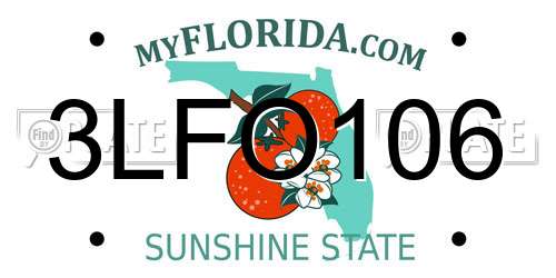 3LFO106 Florida License Plate