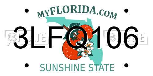 3LFQ106 Florida License Plate
