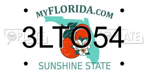3LTO54 Florida License Plate