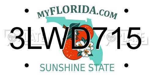 3LWD715 Florida License Plate