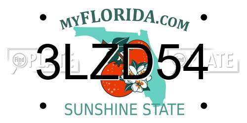 3LZD54 Florida License Plate