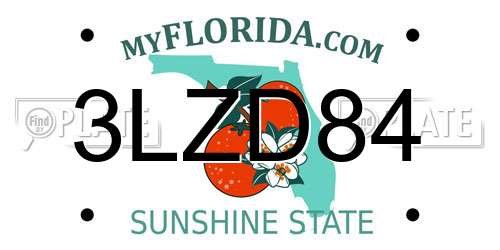 3LZD84 Florida License Plate