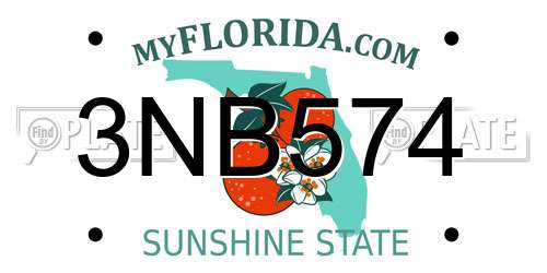 3NB574 Florida License Plate