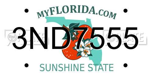 3ND7555 Florida License Plate