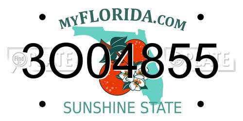 3O04855 Florida License Plate