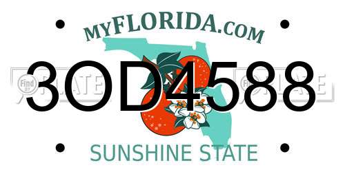 3OD4588 Florida License Plate