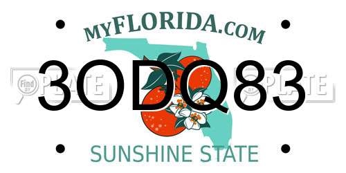 3ODQ83 Florida License Plate