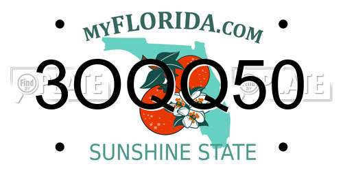 3OQQ50 Florida License Plate