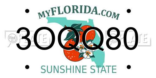 3OQQ80 Florida License Plate