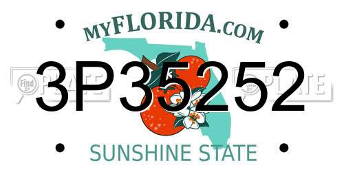 3P35252 Florida License Plate