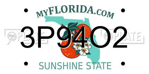 3P94O2 Florida License Plate