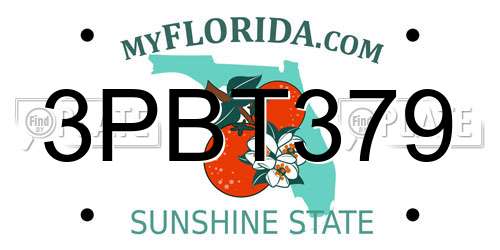 3PBT379 Florida License Plate