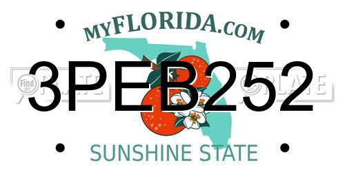 3PEB252 Florida License Plate
