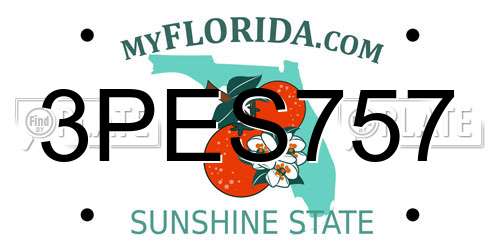 3PES757 Florida License Plate