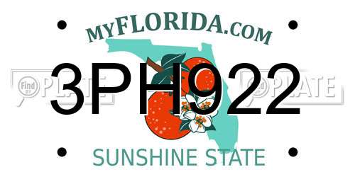 3PH922 Florida License Plate