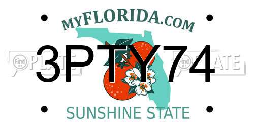 3PTY74 Florida License Plate