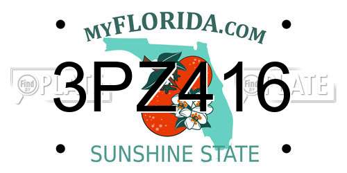 3PZ416 Florida License Plate