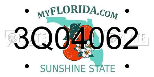 3Q04062 Florida License Plate