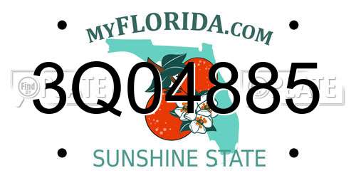 3Q04885 Florida License Plate