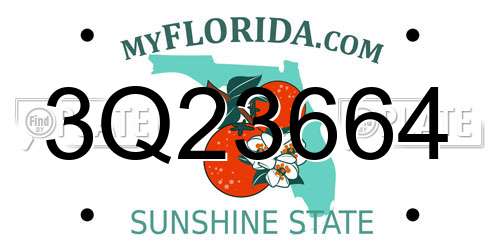3Q23664 Florida License Plate