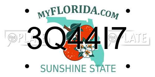 3Q44I7 Florida License Plate