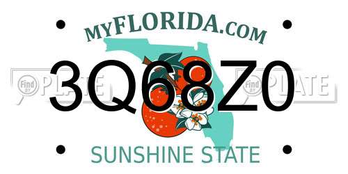 3Q68Z0 Florida License Plate