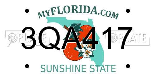 3QA417 Florida License Plate