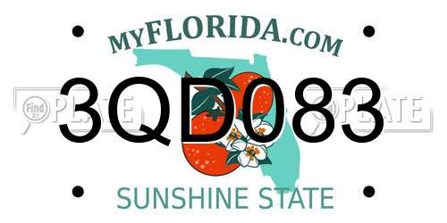 3QD083 Florida License Plate