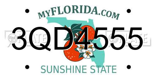 3QD4555 Florida License Plate