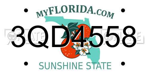 3QD4558 Florida License Plate
