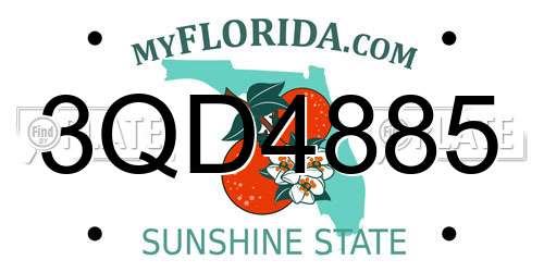 3QD4885 Florida License Plate