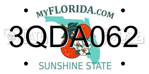 3QDA062 Florida License Plate