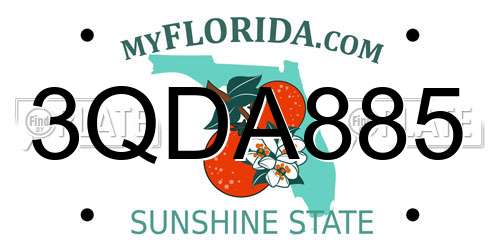 3QDA885 Florida License Plate