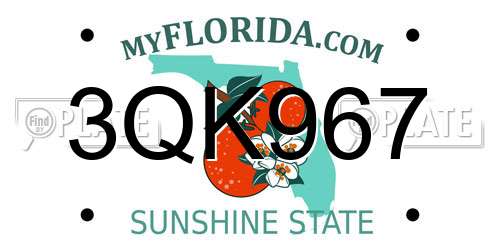 3QK967 Florida License Plate