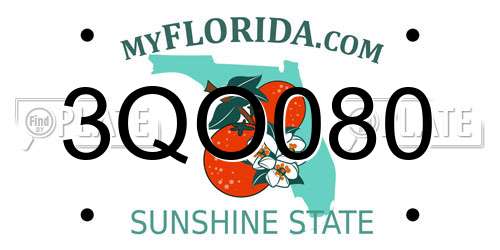 3QO080 Florida License Plate